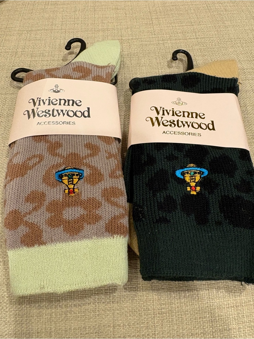 Vivienne Westwood Socks Bundle 2 Pairs Orb Logo Leopard Print NWT Japan